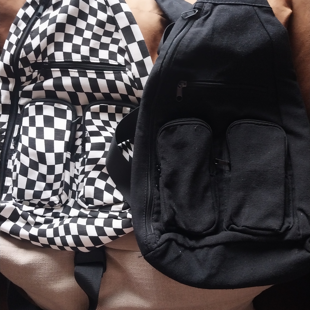 No Boundaries Black and Checkered Backpack Set